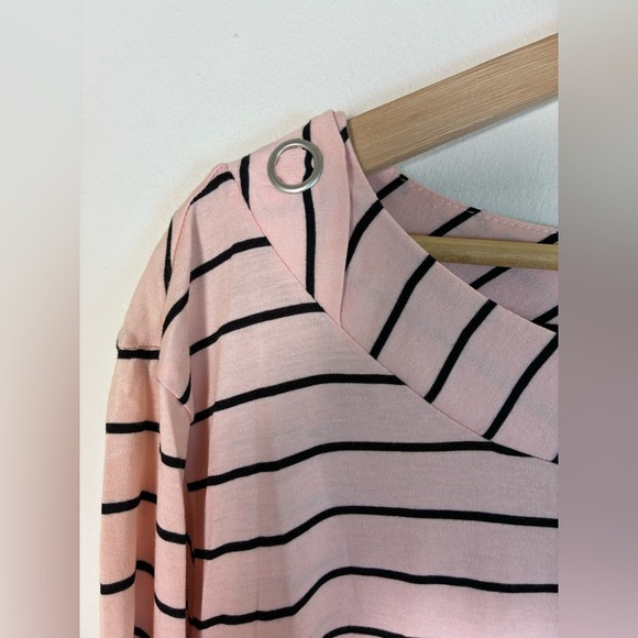 Jones New York Women 3X Pink Striped Boat Neck Tunic Button Accent Sailor - Picture 11 of 12